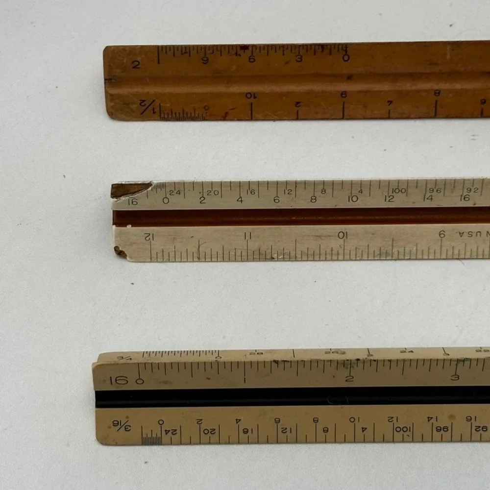 Vintage Pickett Dietzgen ExcelloTriangular Scale Ruler Lot of 3 Architects